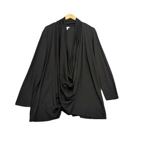 J. Jill PureJill Black Crossover‎ Open Front Long Sleeve Cardigan 2X Minimalist